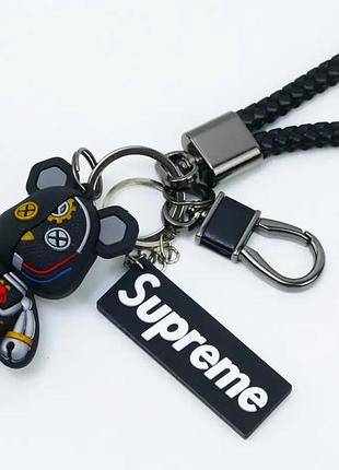 Брелок медвежонок bearbrick киборг supreme черный