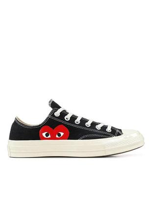 Оригінальні кеди унісекс сліпони кеди з сердечком Comme des Garçons PLAY garcons black low