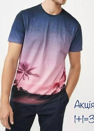 Футболка next dip dye коралово-рожева пальма