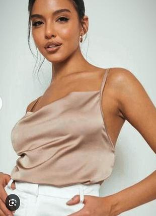 Уценка!!!женский топ блуза кофейного цвета с хомутом,на тонких бретелях boohoo, размер xxxl