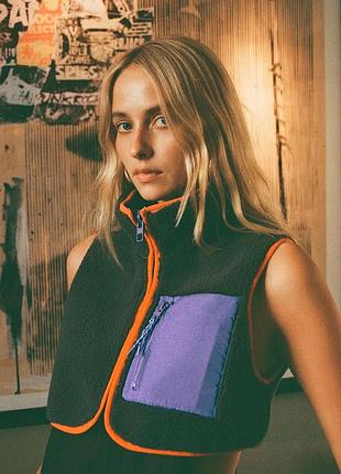 Жилетка жіноча флісова zara коротка xs-s