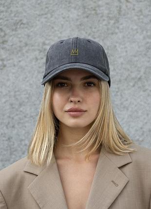 Женская кепка бейсболка vintage without с принтом crown black