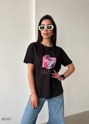 Хлопковая женская футболка с принтом