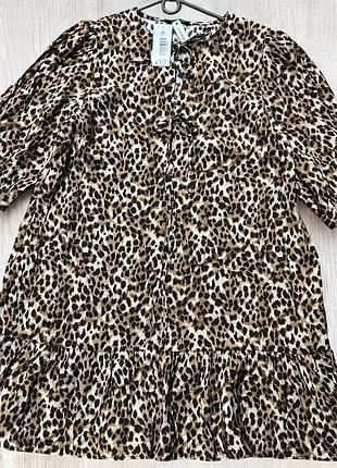 Леопардова сукня міді ,оверсайз