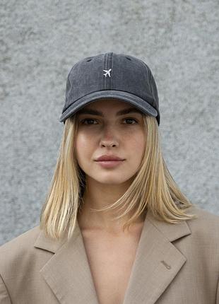 Женская кепка бейсболка vintage without с принтом plane black