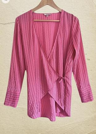 Брендова асиметрична блуза сорочка на запах із шовку жатка ganni lynch seersucker оригінал