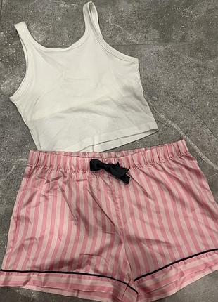 Піжама victoria’s secret в рожеву полоску піжама вікторія сікрет