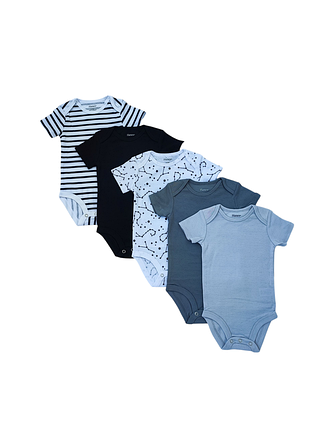 Набор детских бодиков hanes короткий (5 единиц) на короткий рукав разноцветный (0702)