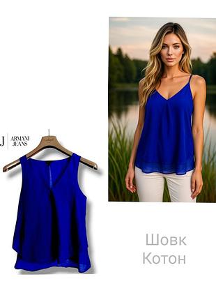 Синяя блуза из шелка и коттона премиального бренда к armani jeans