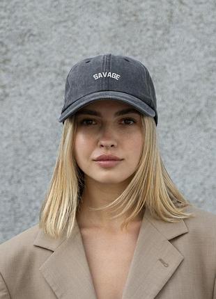 Женская кепка бейсболка vintage without с принтом savage black