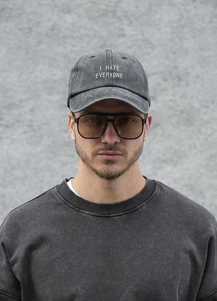 Мужская кепка бейсболка vintage without с принтом hate black