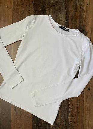 Белый базовый лонг облегающий по фигуре из хлопка