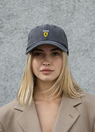Женская кепка бейсболка vintage without с принтом ferrari black