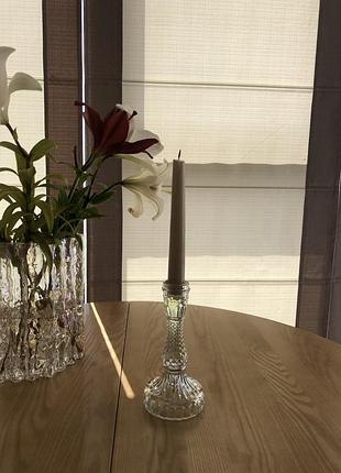 Вишуканий кришталевий свічник з переливом
