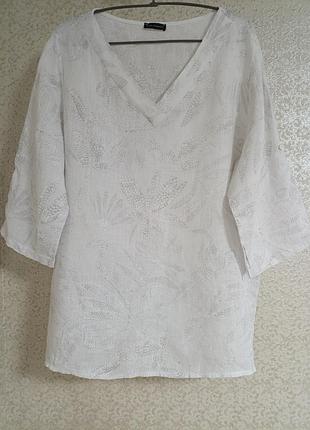 Женская льняная лен лен блузка блуза рубашка дорогого бренда 100% luca vanucci италия, l