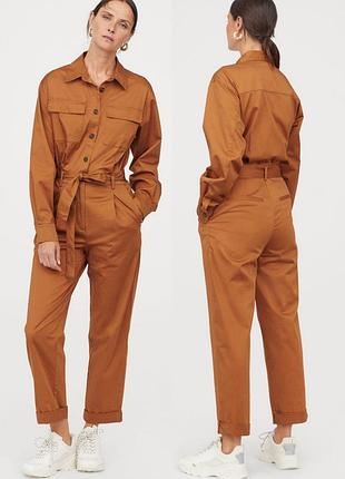 Комбинезон брючный хлопок цвет терракотовый- карамель h&m