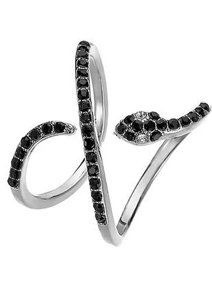 Каблучка змія з чорними камінцями