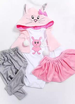 Одежда для куклы реборн "зайчик" 55-60 см