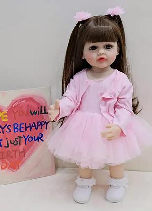 Реалистичная кукла реборн (reborn) девочка юля 55 см в наборе с соской, бутылочкой. можно купать