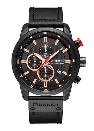 Мужские наручные часы curren neon черные с хронографом