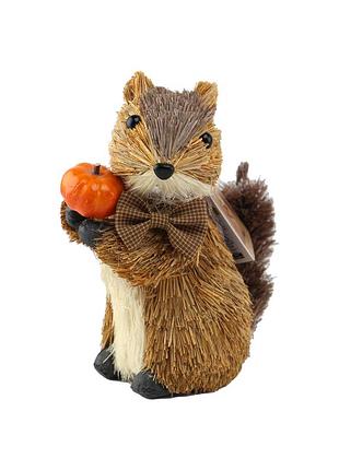 Декоративная игрушка «белочка с тыквой» из натуральных материалов 19 см