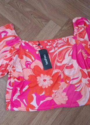 Топ с объемными рукавами от boohoo