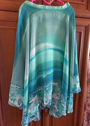 Роскошная асимметричная бирюзовая юбка