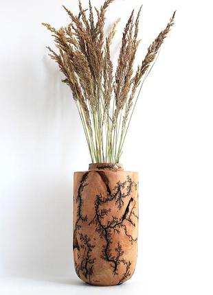 Ваза для сухоцвітів з груші ручної роботи, діаметр 22 см, висота 38 см   (1611)