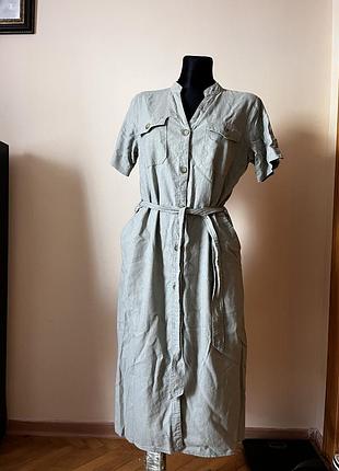 Лляний сарафан на ґудзики