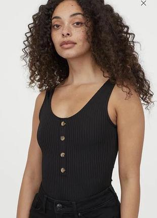 H&m,черное боди, р.xs