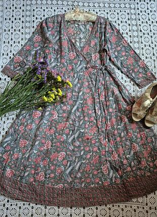 Платье миди на запах в цветочный принт fabindia размер м