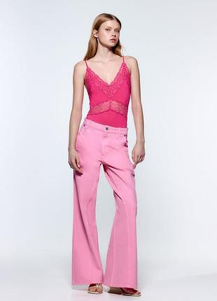 Zara, стретч-боди с кружевной отделкой