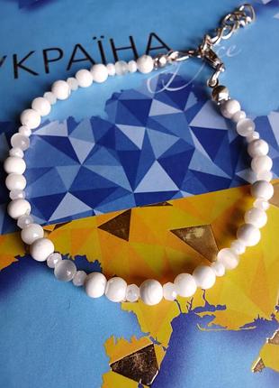 БраслетNo2. с натуральными камнями. авторские украшения. белые украинские крылья.3 фото