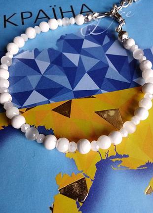 БраслетNo2. с натуральными камнями. авторские украшения. белые украинские крылья.5 фото
