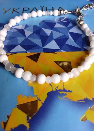 БраслетNo2. с натуральными камнями. авторские украшения. белые украинские крылья.6 фото