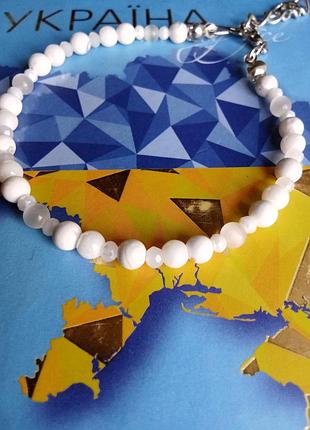 БраслетNo2. с натуральными камнями. авторские украшения. белые украинские крылья.8 фото