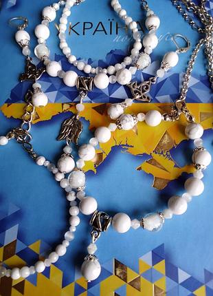 БраслетNo2. с натуральными камнями. авторские украшения. белые украинские крылья.9 фото