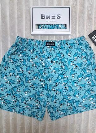Мужские голубые семейные трусы bres с принтом "весели акулы" (арт. mbxk 307/01/120)