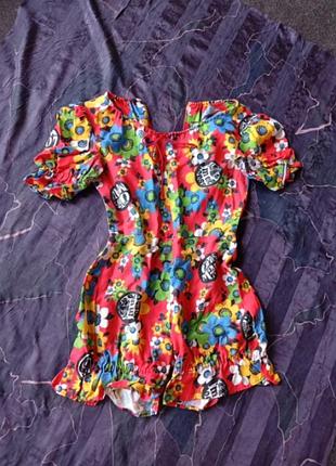 Яркий ромпер, женский комбинезон с шортами