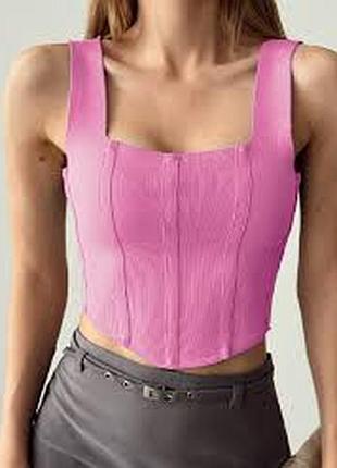 Бандажный розовый топ