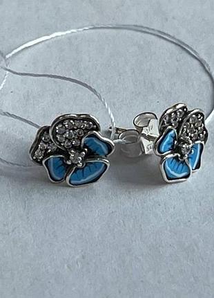 Серьги пандора фиалка pandora