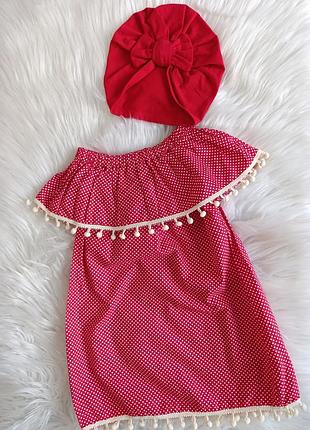 Платье в горох и чалма тюрбан летнее