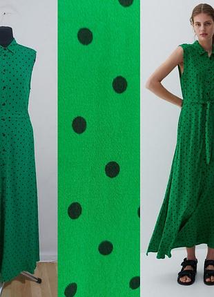 Платье халат макси  в горох с вискозы reserved