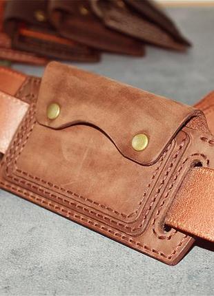 Гаманець-заначка для подорожей чоловічий натуральна шкіра кріплення на ремінь ручна робота