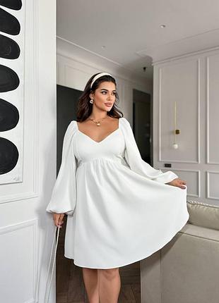 Платье миди 46-60р. с облегающим лифом и расширенной юбкой костюмка черная, белая, мокко