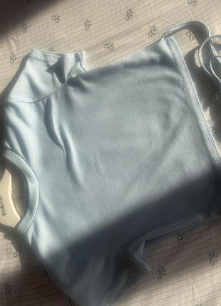 Футболка жіноча, блакитного кольору, в рубчик