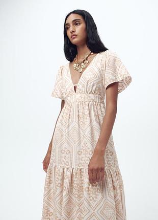 Вышитое платье zara со льном p.l