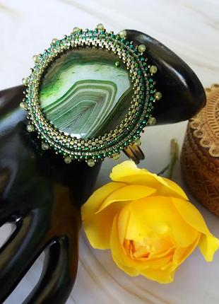 Браслет с агатом на металлической основе