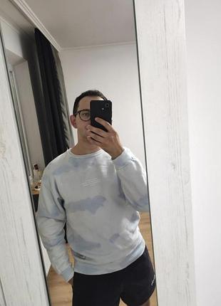 Толстовка кофта мужская белая голубая over size boohoo man, размер xs s m l.