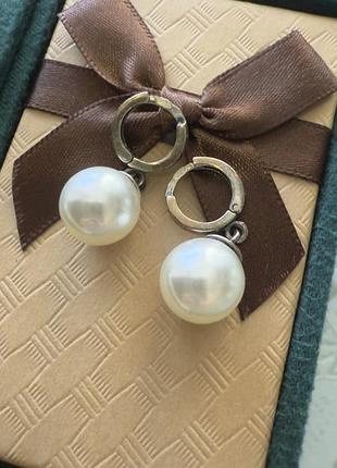 Срібні сережки срібло з перлинами